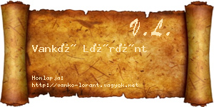 Vankó Lóránt névjegykártya
